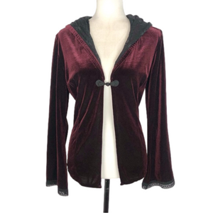 Dark burgundy velvet cardigan